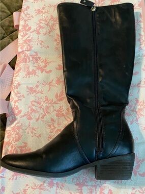 Dr. Scholl’s Black Mid-Calf Women's Leather Boot- wide calf